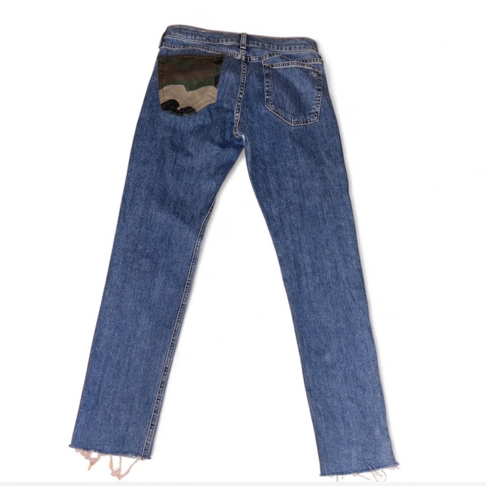 Rag & Bone DRE Blue Jeans with Camouflage Accent